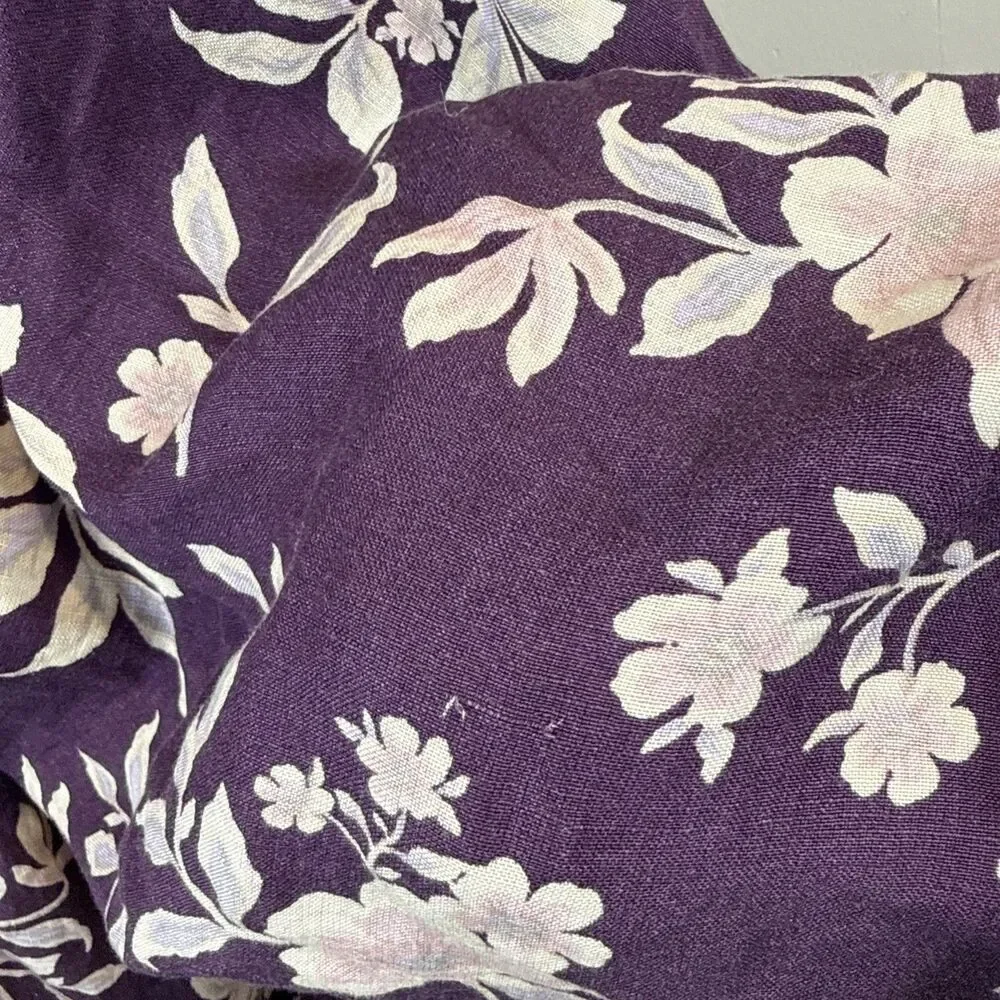 Free People Portia Printed Mini Dress Womens Small Purple Floral Linen Blend NWT